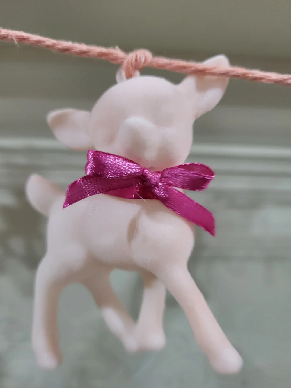 Ashland Pink Velvet Fawn Garland Ornament with Magenta Bow